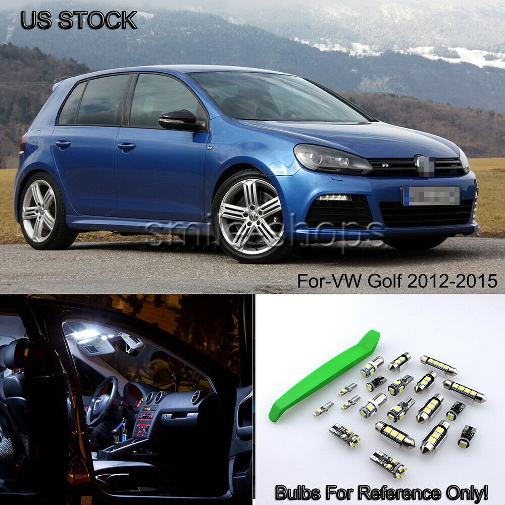 8x Bright White LED Car Interior Light Kit For VW Golf MK7 VII EX Sunvisor lamp