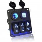 Car Marine Boat 3-Gang Waterproof Circuit Blue LED Rocker Switch Panel Breaker