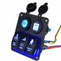 Car Marine Boat 3-Gang Waterproof Circuit Blue LED Rocker Switch Panel Breaker