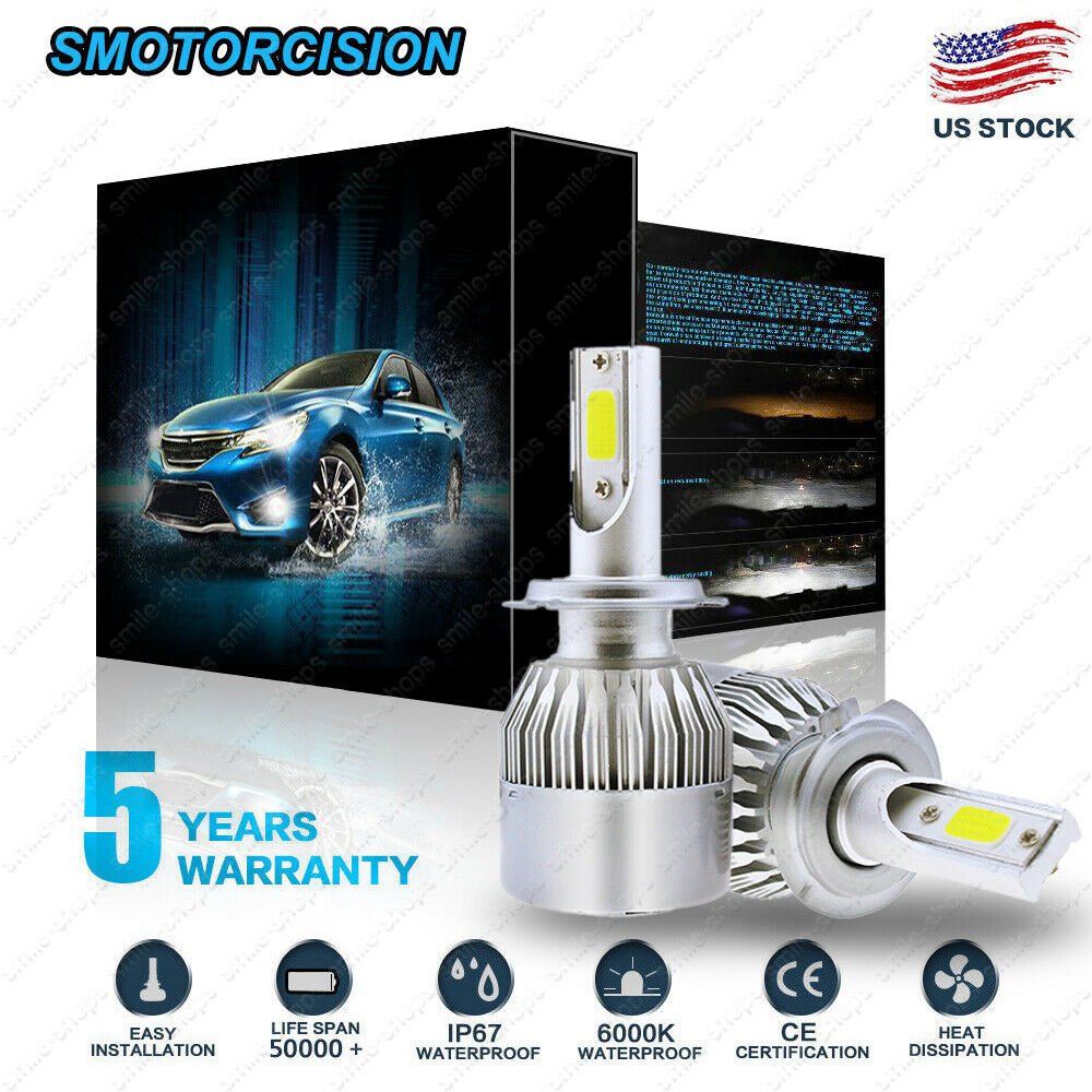 2x H7 LED Headlight Kit 1950W 195000LM High-Low Beam Bulb COB 6000K Lamp White