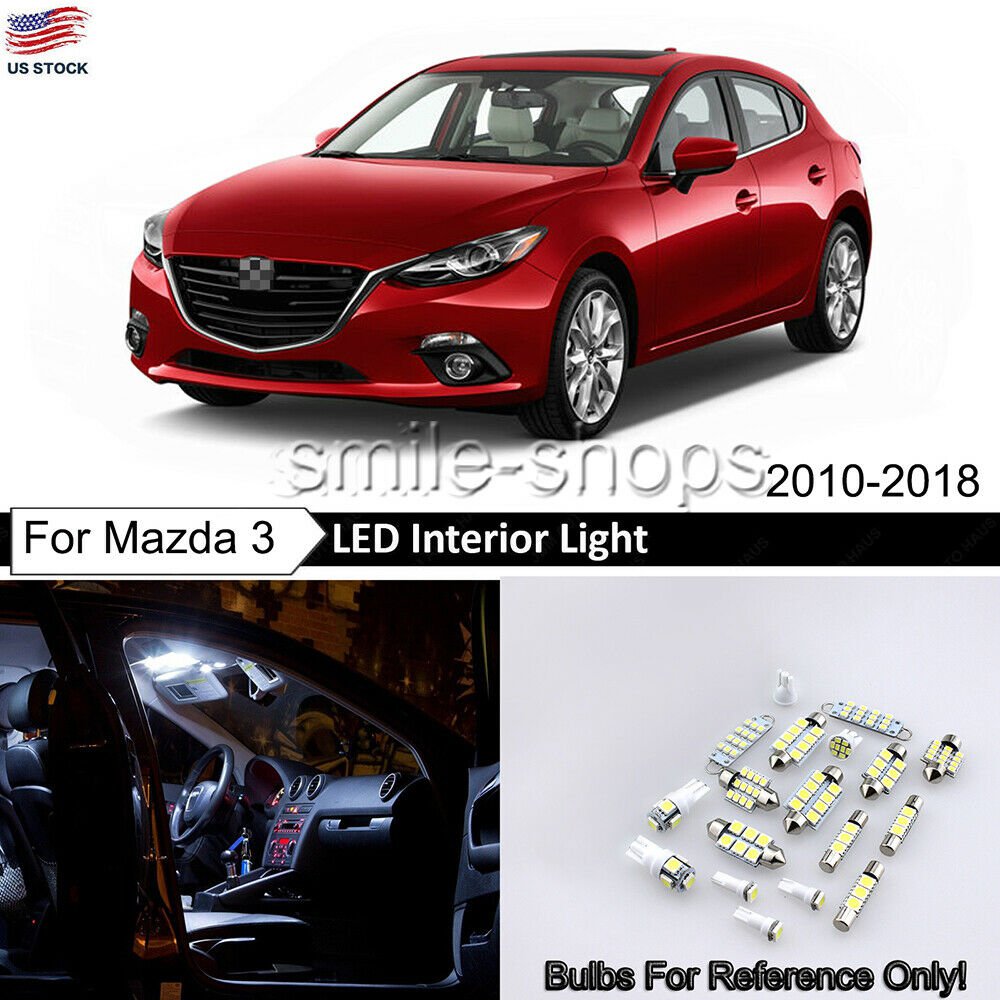 7pcs White Interior LED Light Package Kit For Mazda 3 Sedan Hatchback 2010-2018