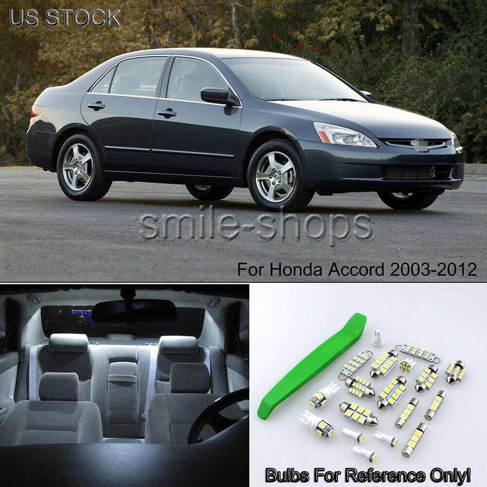 14x Pure White Interior+License Plate LED Lights Bulb For Honda Accord 2003-2012