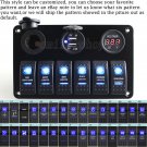 Waterproof 6 Gang Blue LED Switch Panel Circuit Braeker for 12V Car Boat Marine