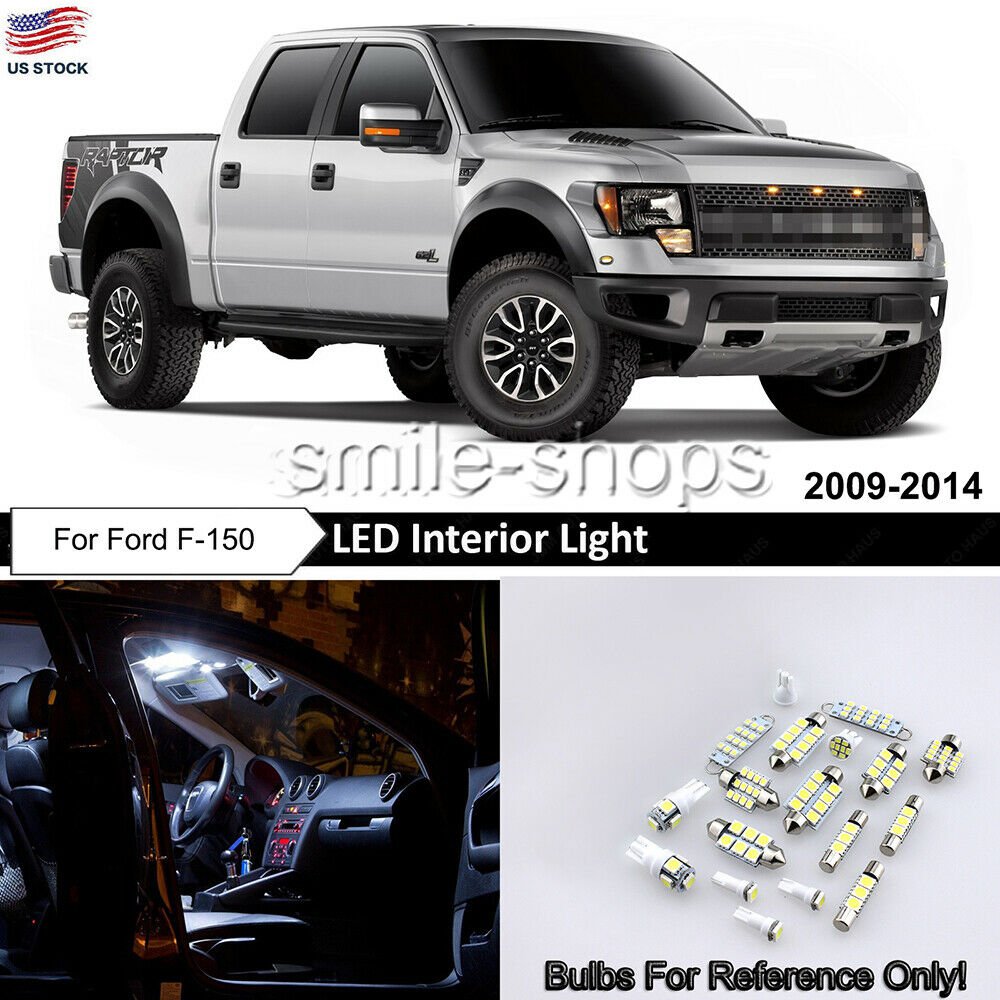 13pcs White Interior + Tags LED Lights Package Kit Fit 2009-2014 Ford F-150 F150