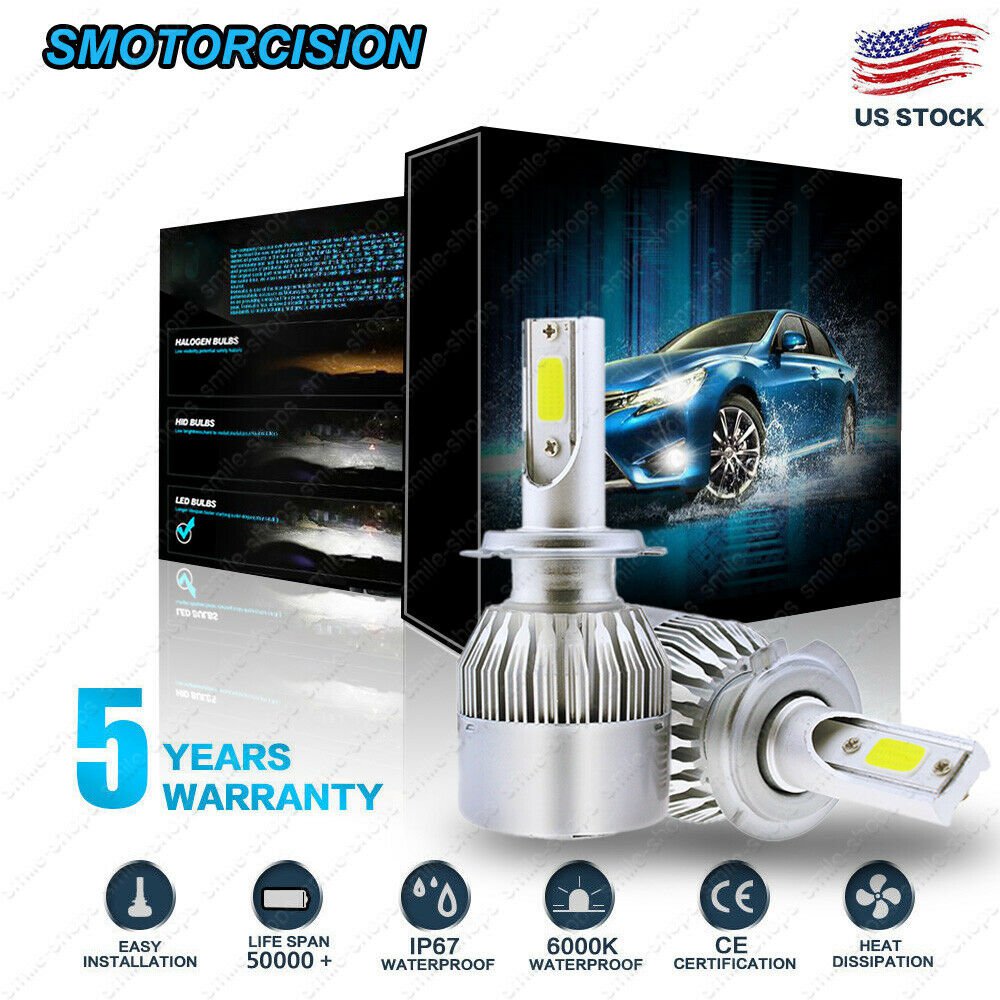 H7 LED Headlight Conversion Kit COB Bulb 1300W 195000LM White High Power 6000K