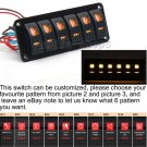 6 Gang Orange LED Rocker Circuit Breaker Switch Panel Waterproof Car Boat Marine