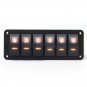 6 Gang Orange LED Rocker Circuit Breaker Switch Panel Waterproof Car Boat Marine