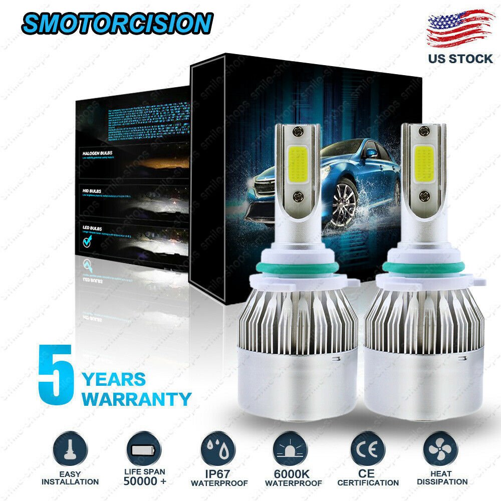 9012 LED Headlight Conversion Kit 1300W 195000LM High Low Beam Bulbs 6000K White