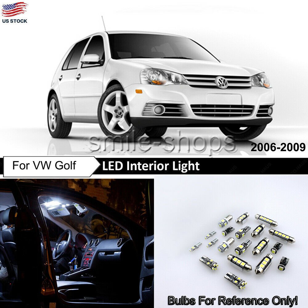 14X Pure White Car Interior LED Light kit For VW Golf 5 MK5 GTI Rabbit 2006-2009