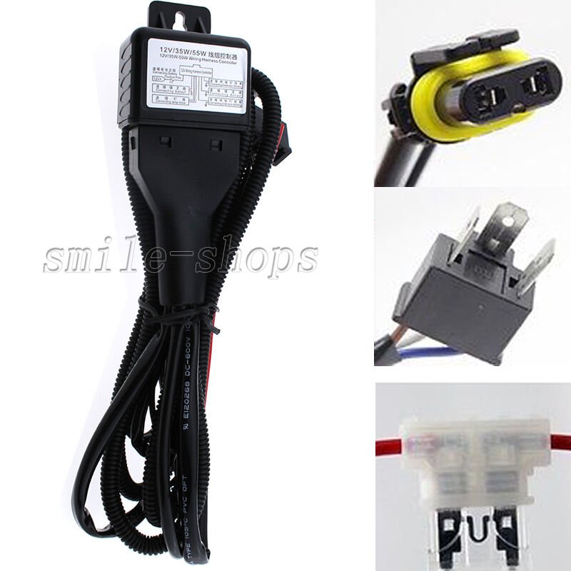 HID Xenon Hi/Lo Headlight H4/9003 Bulbs Relay Fuse Cable Wiring Harness 35W/55W