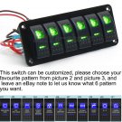 12V/24V 6 Gang Dual Green LED Custom Breaker Rocker Switch Panel Car Marine Boat