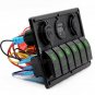 Waterproof 6 Gang Green LED Switch Panel Circuit Breaker 12V 24V Car Boat Marine