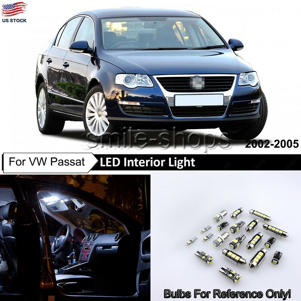 16X White Interior LED Lights Package Kit For VW Passat B5 Error Free 2002-2005