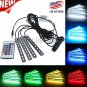 4x 9LED IR Remote Control Colorful RGB Car Interior Floor Atmosphere Light Strip