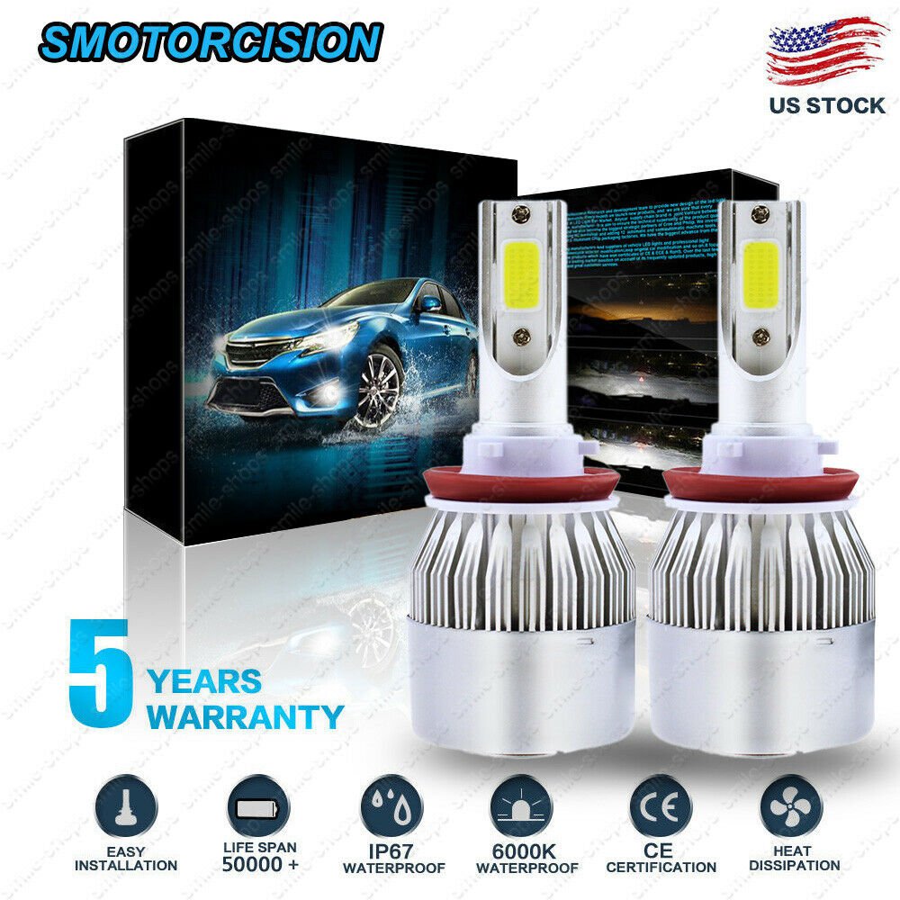H11 H8 H9 COB LED Headlight Bulb Kit 1300W 195000LM Single Beam Fog Light 6000K