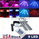 4x 9 LED RGB Car Interior Floor Neon Light Strip Atmosphere Lamp Remote Control