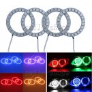 4pcs 60MM Multi-Color RGB 5050 SMD Angel Eye Halo Ring Headlight Kit with Remote
