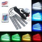 9LED 5050 Remote Control Colorful RGB Car Interior Floor Atmosphere Light Strip