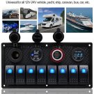 8 Gang Blue LED Rocker Switch Control Panel Car Boat Marine RV Voltmeter Charger