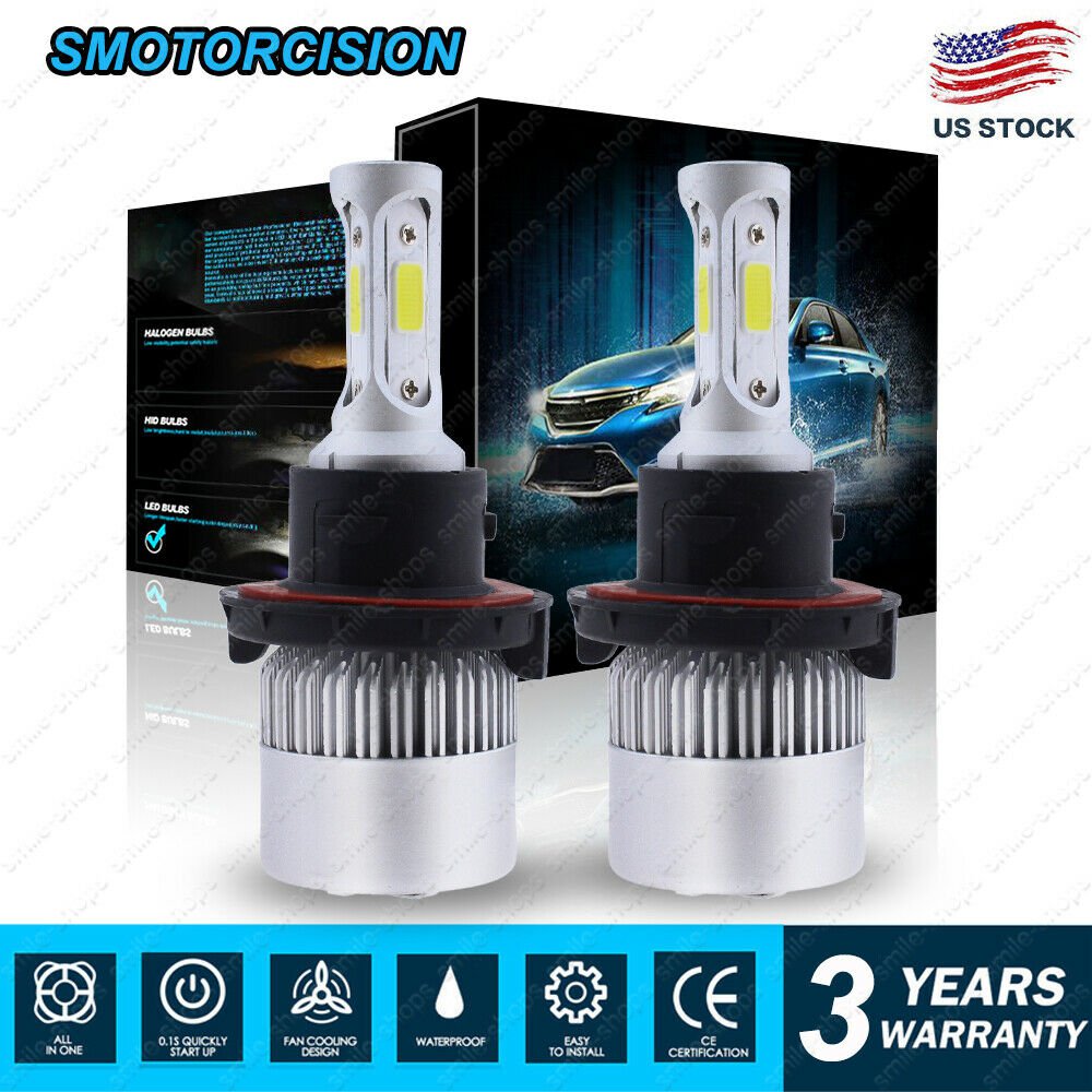 H13 9008 COB LED Headlight Conversion Kit 1400W 210000LM HI-LO Beam Bulbs White