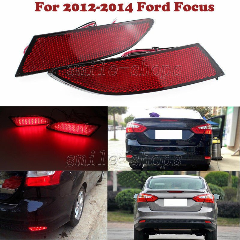 For Ford Focus 2012-2014 Red lens LED Rear Bumper Reflector Tail Fog Light Lamp