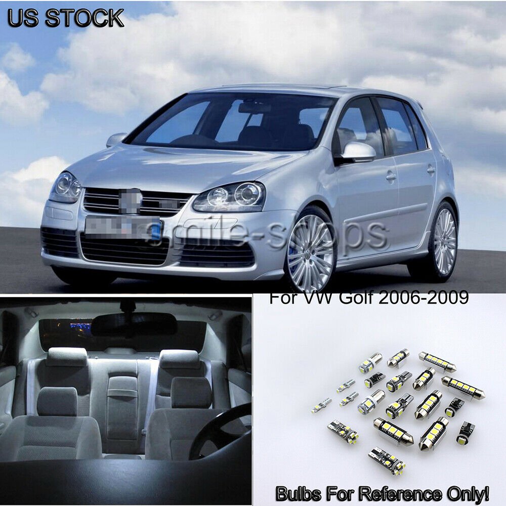14x Pure White Car Interior LED Light Set For VW Golf 5 MK5 GTI Rabbit 2006-2009