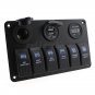 Great 12V 6 Gang Circiut LED Rocker Switch Panel Breaker Voltmeter USB Charger