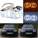 4pcs White Amber SMD Angel Eye Halo Ring Kit For BMW LCI E46 3 Series 2D Facelif