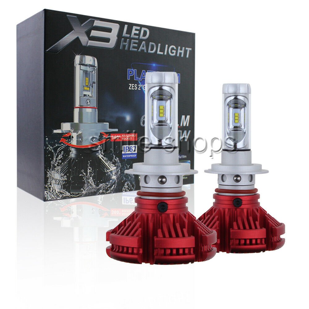 2X H7 X3 50W LED Car Headlight Bulb Conversion Light ZES 6000K 3000K 8000K White
