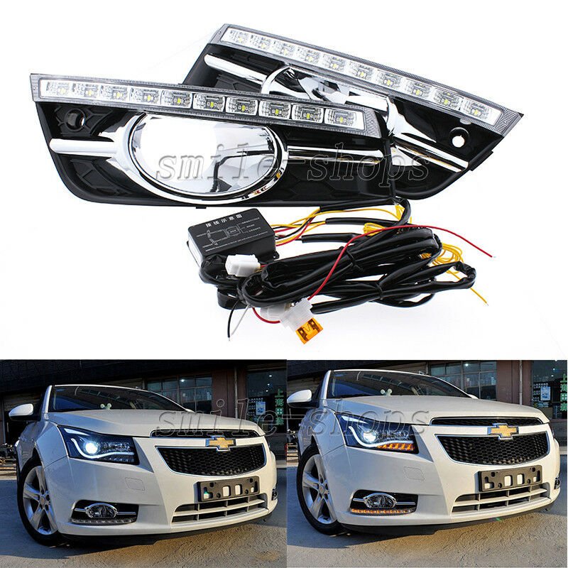 Daytime Running Light LED Turn Signal Fog Lamp Cover For Chevrolet Cruze 09-13