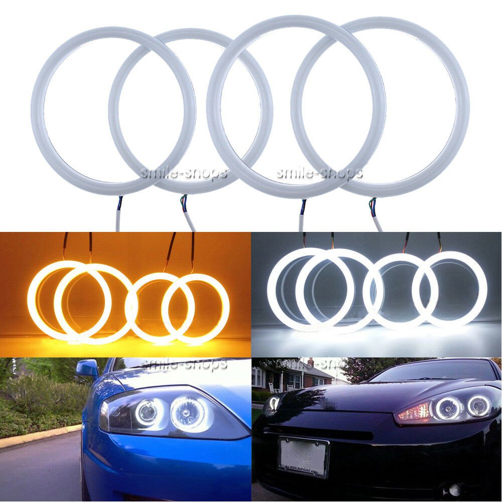 White Amber Cotton LED Angel Eyes Halo Rings Light Kit For Hyundai Tiburon 03-06