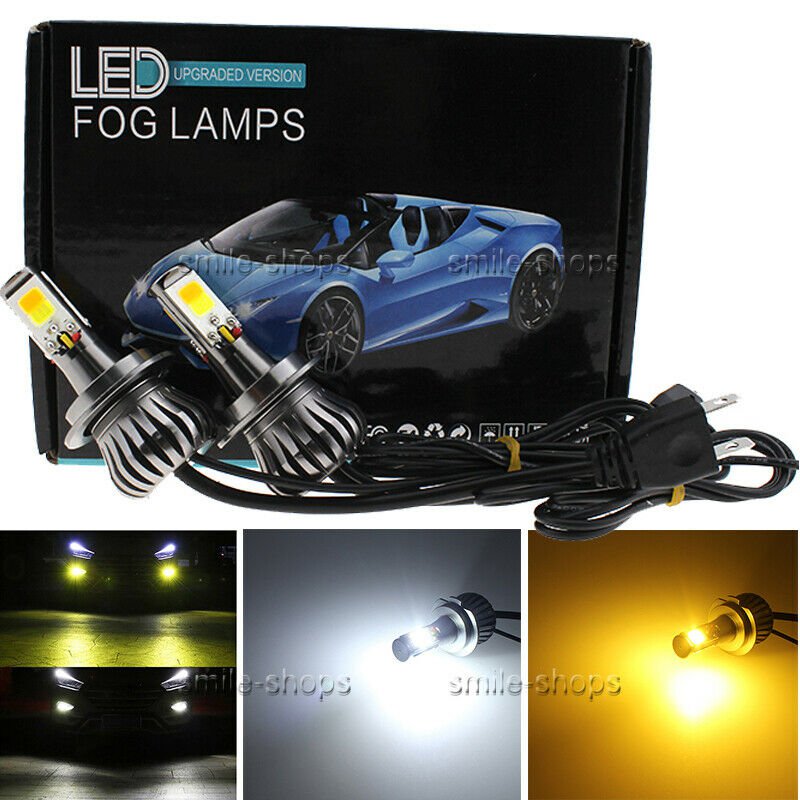 Switchback Dual Color White Amber Yellow H7 LED Fog Driving DRL Turn Signal Bulb