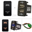Push Switch Orange LED Light Bar + 5V Dual USB Charger For Toyota FJ Cruiser