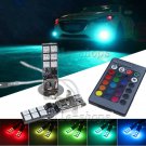 2pcs H3 12-SMD RGB LED Bulbs For Fog Light Parking Lamp DRL Yellow Blue Green
