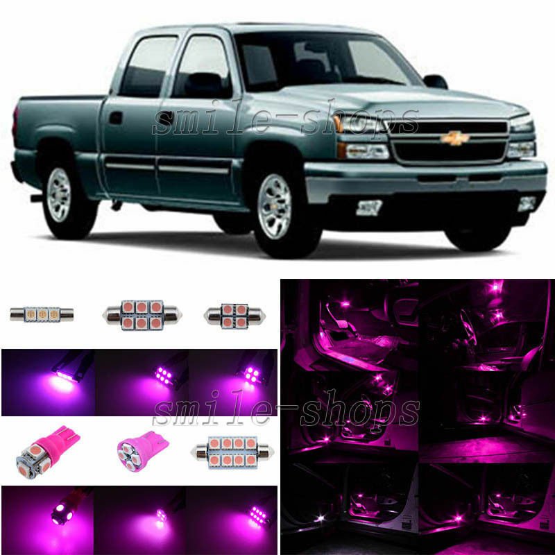 13pcs Pink/Purple LED Interior Light Package Fit For 1999-2006 Chevy Silverado
