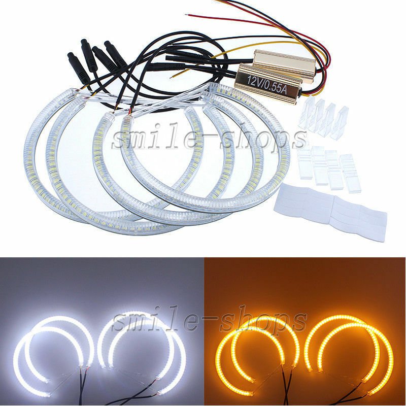 4 x Angel Eye Halo Light Ring SMD LED Headlight For BMW E46 3 Series Coupe Sedan