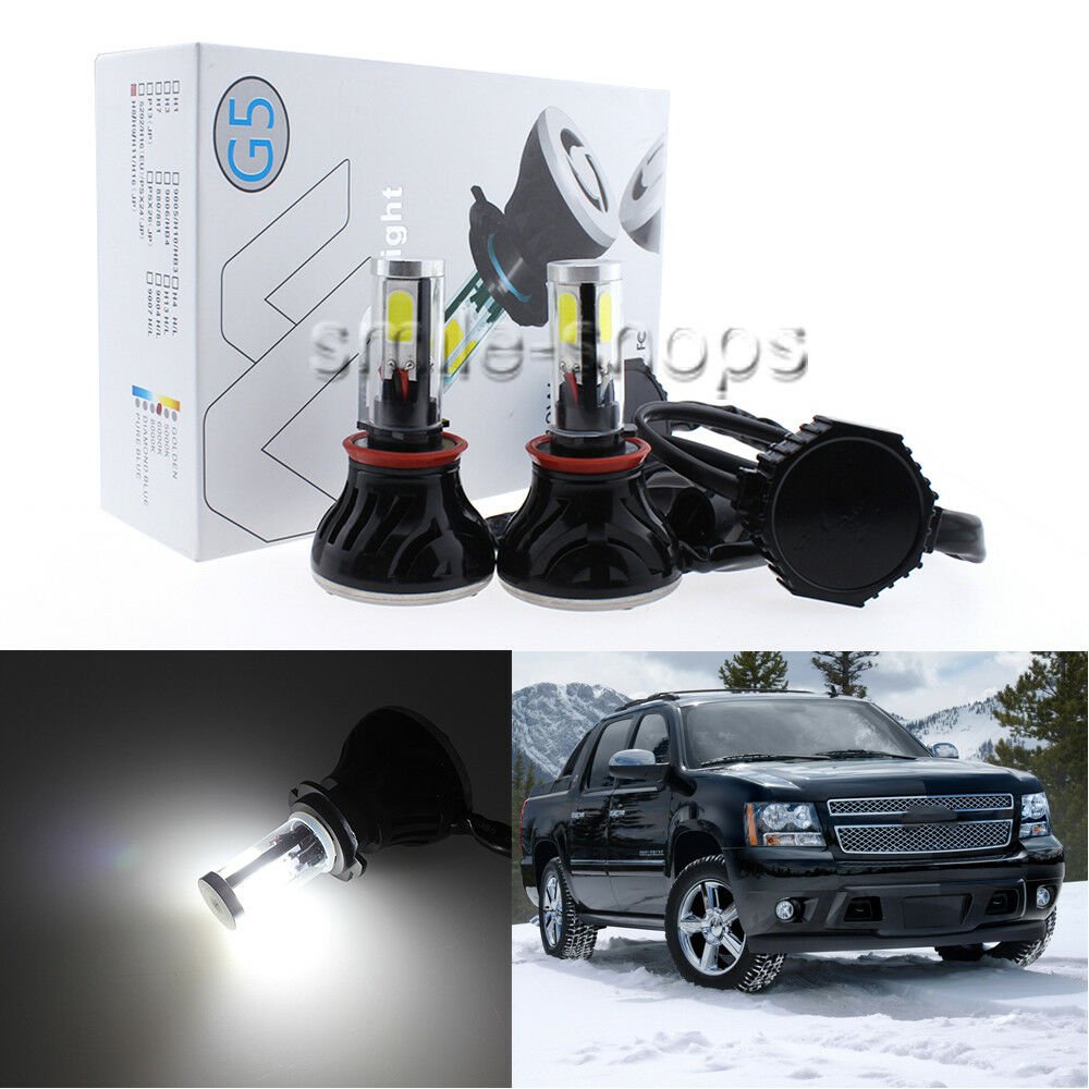HID White H11 80W LED Headlight Conversion Kit For 2007-2013 Chevy Avalanche Low