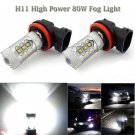 2 x H11 Xenon White 80W High Power LED Fog Light Bulb For Mazda 3 2004-2006