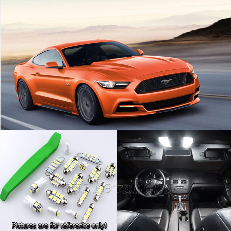 Xenon White 9pcs Interior LED Light Kit for 2015-2016 Ford Mustang + Free Tool