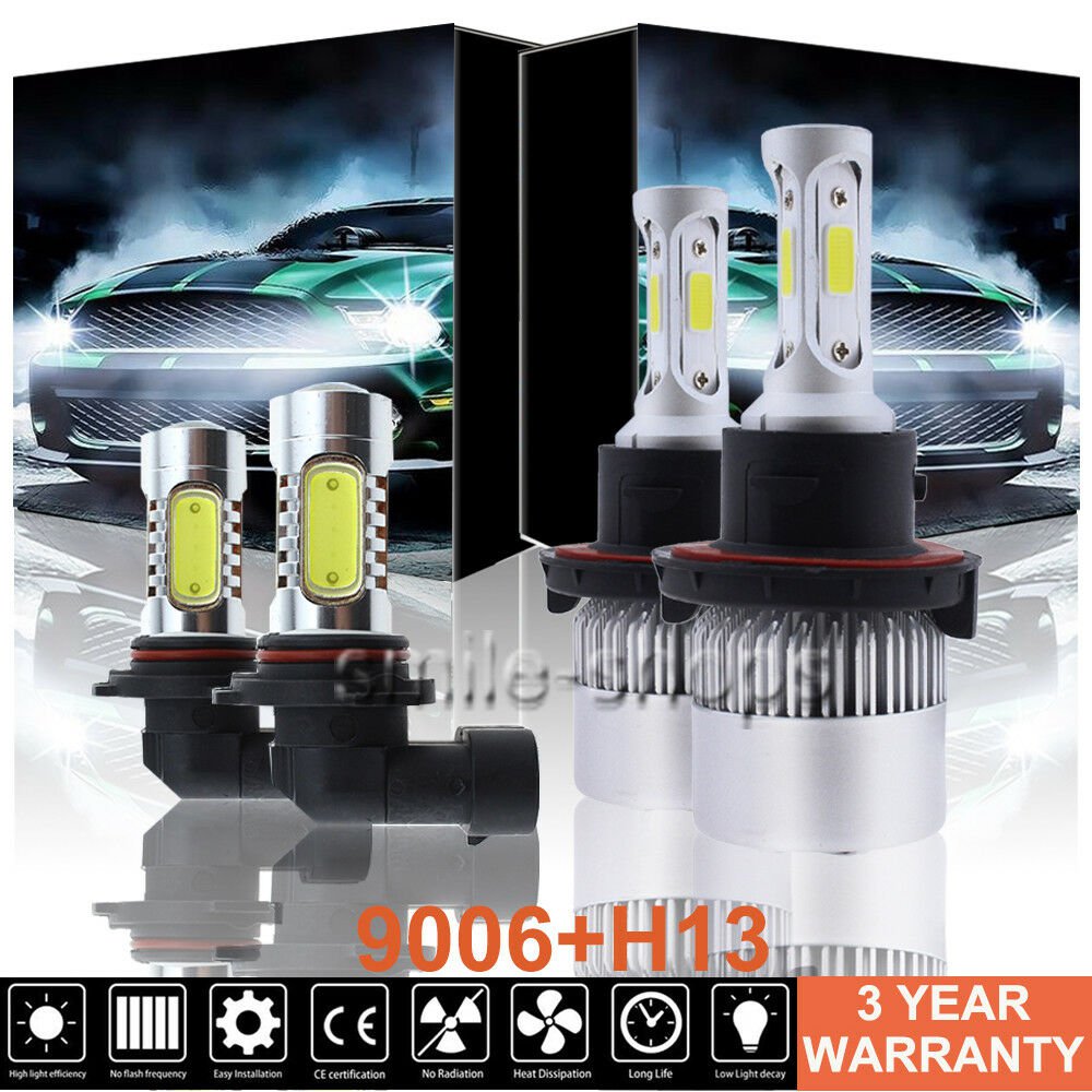 H13 LED Headlight Hi/Lo Beam + 9006 Fog Lights For Dodge Ram 1500 2500 2006-2009