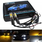 2pcs Switchback White & Amber Yellow H3 LED Fog Light Bulbs Driving Turn Signal