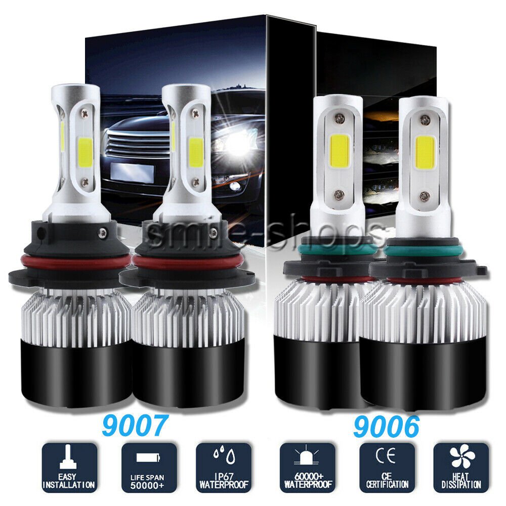 4pcs Combo 9007+9006 LED Headlight Fog Bulbs For Dodge Ram 1500 2500 3500 02-05