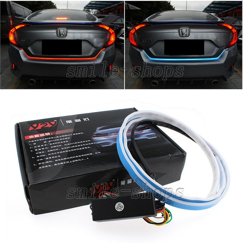47'' Dual Color Flow Type Car Flowing LED Strip Trunk Tailgate Light Turn Signal