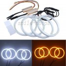 4pcs 106mm LED SMD Angel Eyes Halo Rings Kit For BMW E46 3 Series 2D White Amber