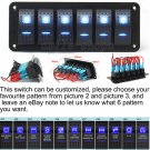 6 Gang Blue LED Rocker Switch Panel Waterproof 12/24V Circuit Breaker Car Boat