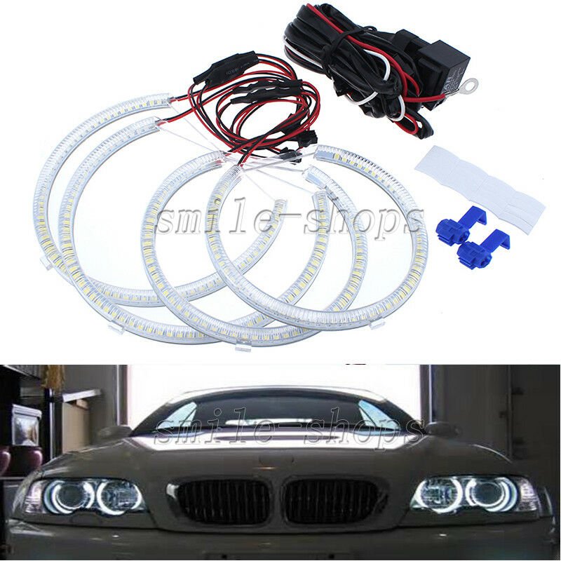 4pcs White SMD LED Angel Eyes Halo Ring Headlight Kit For 1999-2004 BMW E53 X5