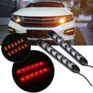 6-LED Car Sequential Flasher Turn Signal Light Amber Red Switchback Arrow Strips