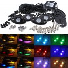 4pc 9W RGB Cree LED Rock Light Jeep ATV Off-road Truck Under Body Trail Rig Lamp