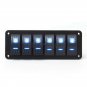 6 Gang Rocker Switch Panel Circuit Breaker Blue LED Waterproof Car Marine Boat