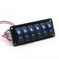 6 Gang Rocker Switch Panel Circuit Breaker Blue LED Waterproof Car Marine Boat